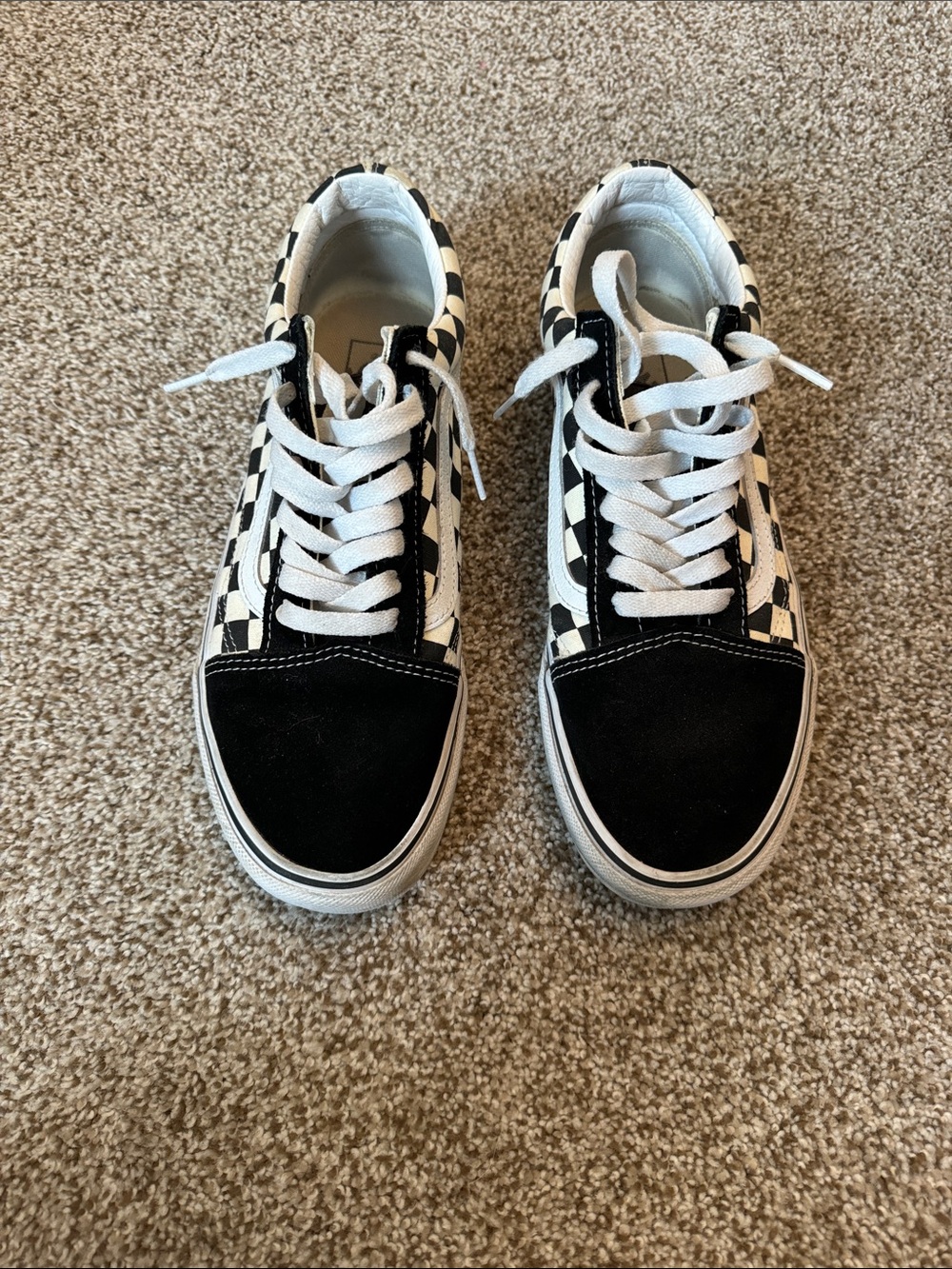 Black & White Checkerboard Vans Lace-Up Sneakers
